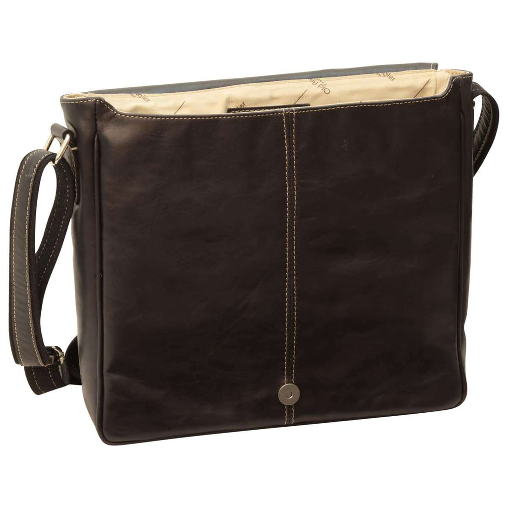 Borsa Messenger in pelle. Nero