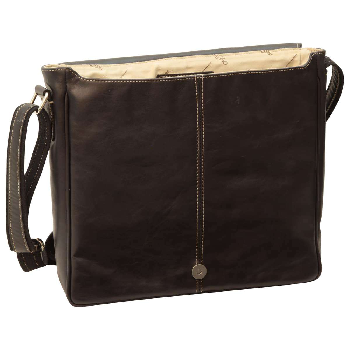 Borsa Messenger in pelle. Nero