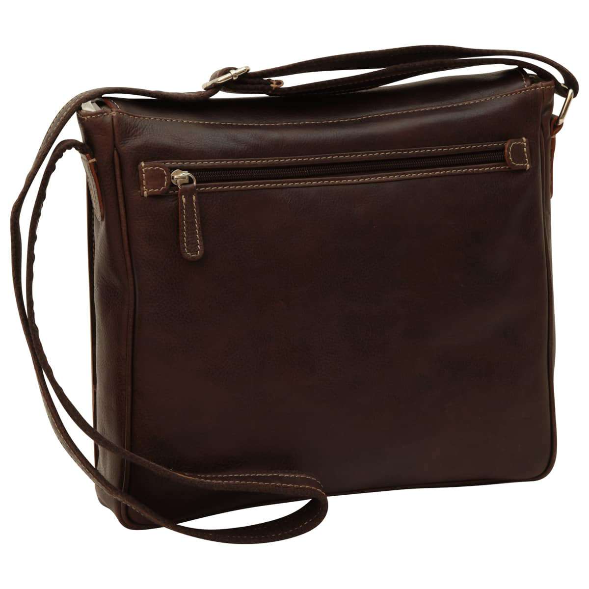 Borsa Messenger in pelle. Marrone scuro