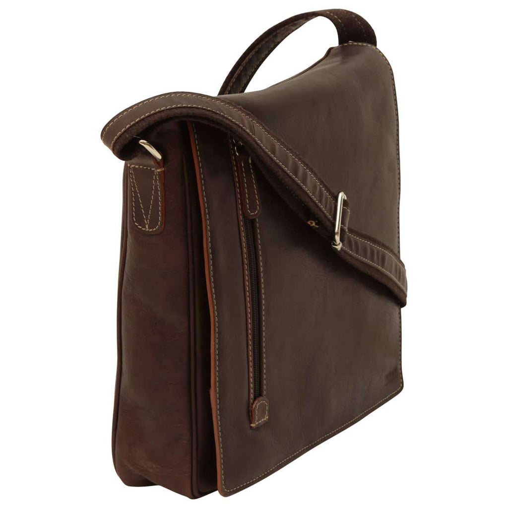 Borsa Messenger in pelle. Marrone scuro