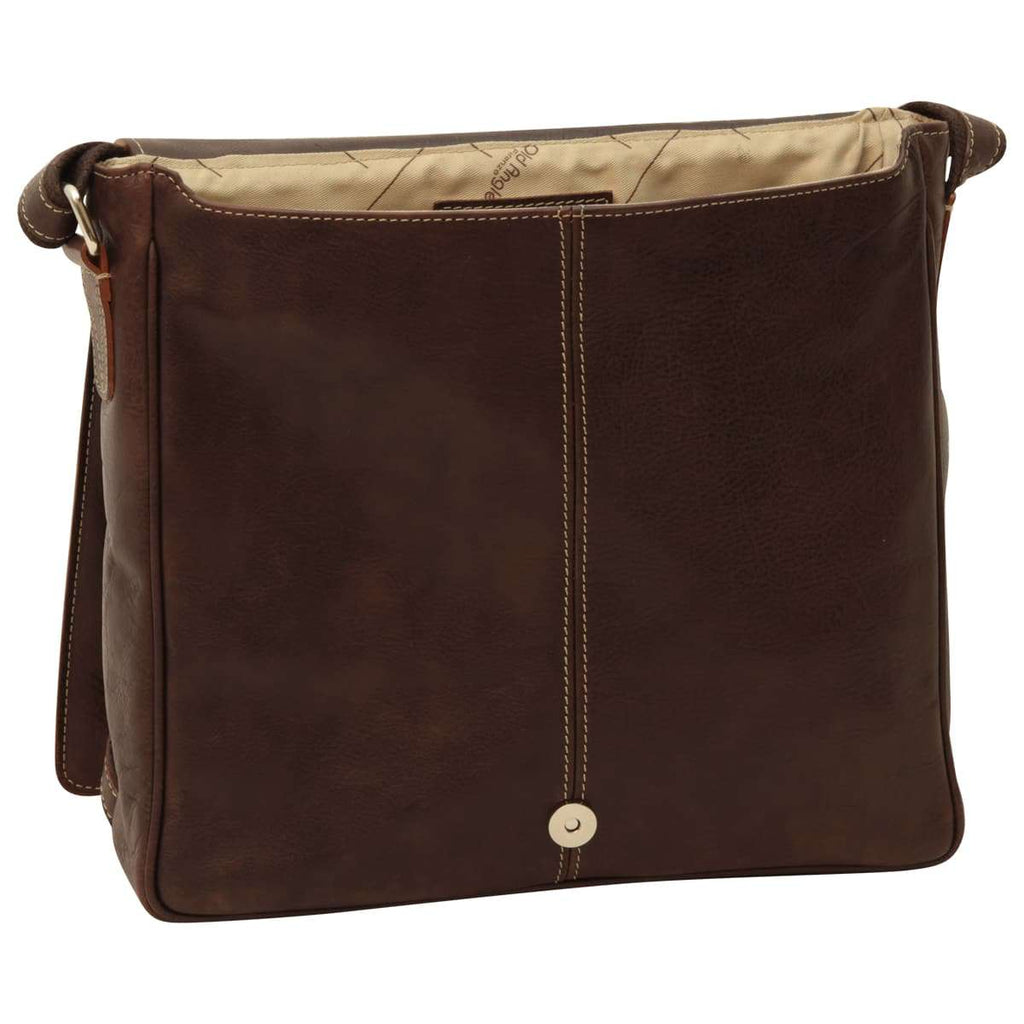 Borsa Messenger in pelle. Marrone scuro
