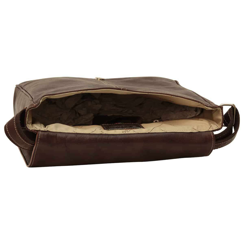 Borsa Messenger in pelle. Marrone scuro
