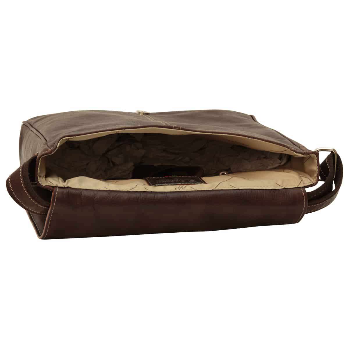 Borsa Messenger in pelle. Marrone scuro