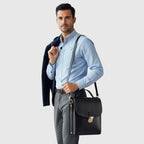 Borsa a Tracolla Uomo in Pelle Vitello Pieno Fiore Classica II - Old Angler