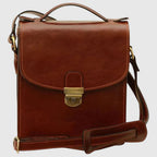 Sacoche bandoulière marron en cuir fait main pour homme. Marron