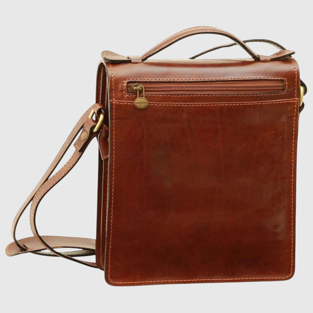Borsa a Tracolla Uomo in Pelle Vitello Pieno Fiore – Marrone | Old Angler