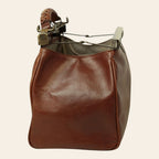 Borsa da medico in pelle marrone Old Angler con manici e fibbia metallica