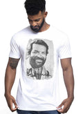 T-shirt Bud Spencer Banana Joe con stampa bianca e firma, stile urbano per uomini in 100% cotone.