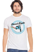 T-shirt street style vespa uomo con grafica di vespa, stile urbano, ideale per ogni occasione casual.