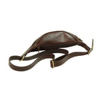Marsupio in pelle Old Angler marrone scuro con tracolla e passanti in metallo