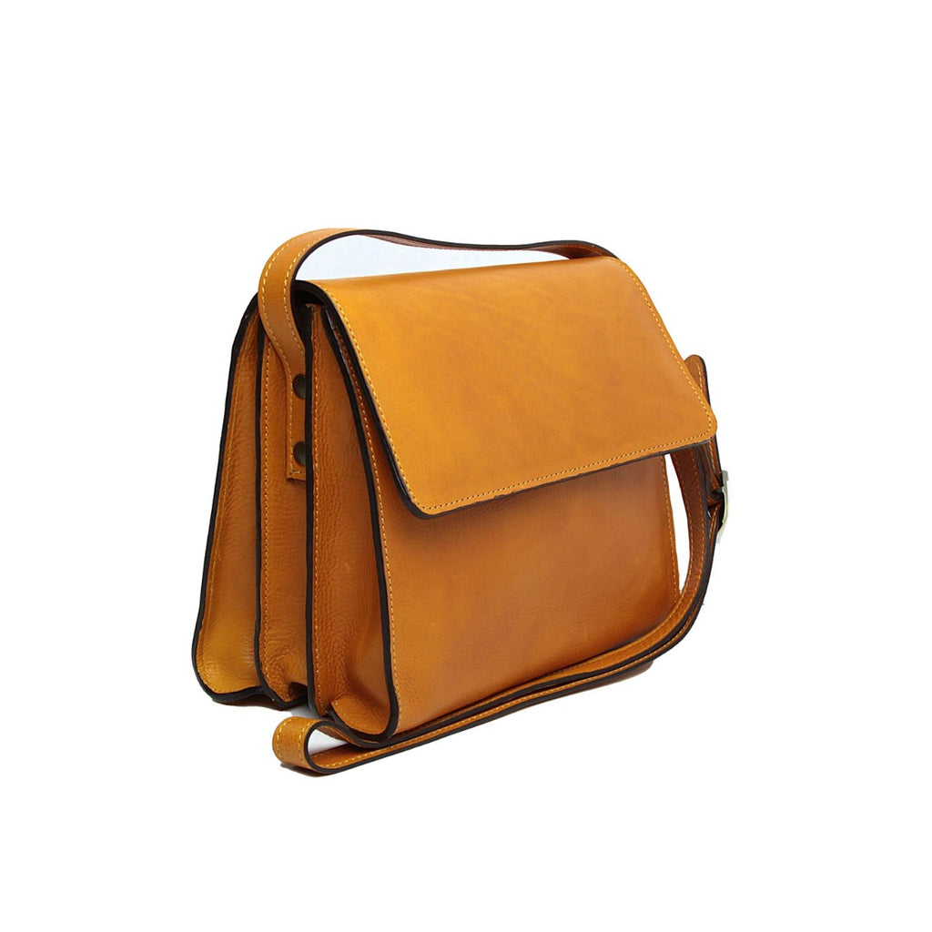 Borsa a tracolla in pelle di vitello-Ocra