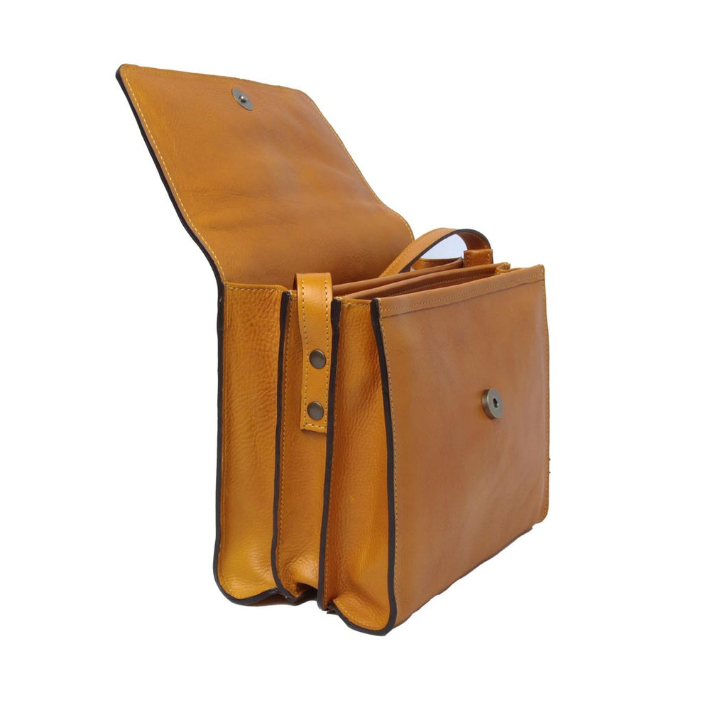 Borsa a tracolla in pelle di vitello-Ocra