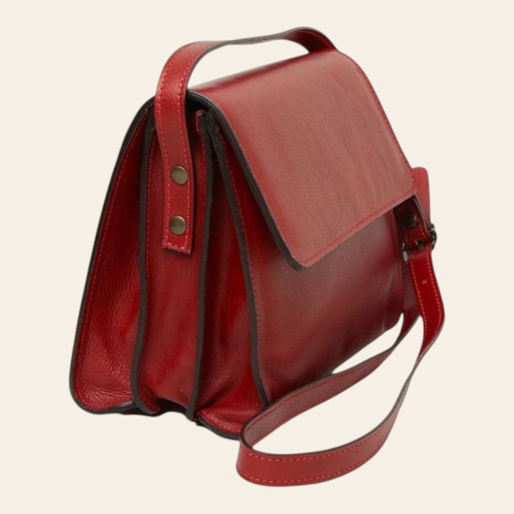 Borsa a tracolla rossa con manici superiori e tracolla