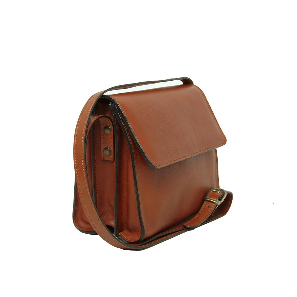 Borsa a tracolla in pelle di vitello-Teak