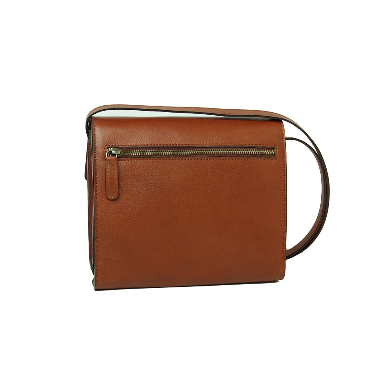 Borsa a tracolla in pelle di vitello-Teak