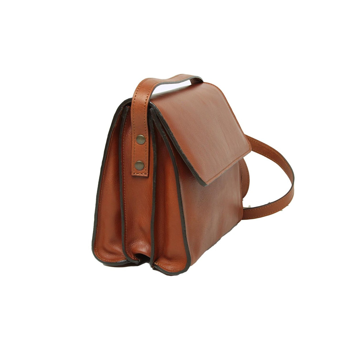 Borsa a tracolla in pelle di vitello-Teak