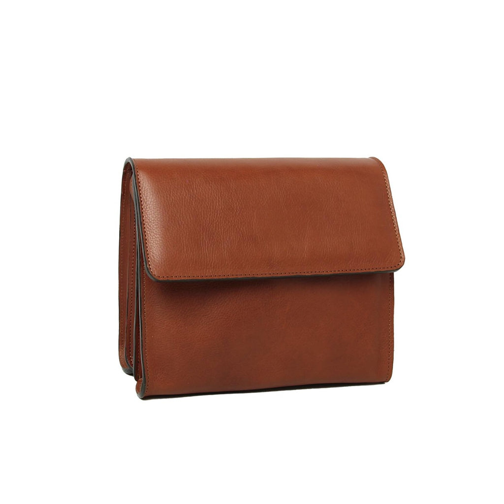 Borsa a tracolla in pelle di vitello-Teak