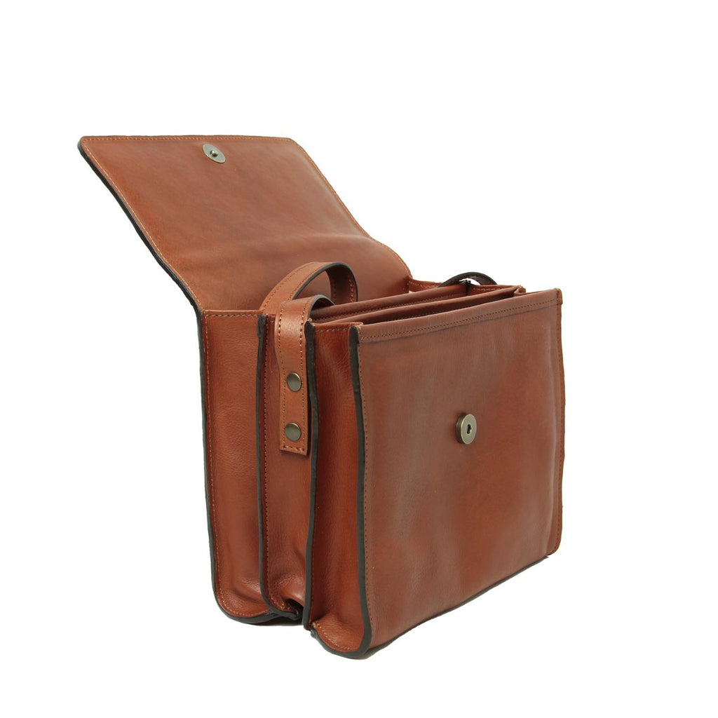 Borsa a tracolla in pelle di vitello-Teak