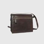 Borsa a tracolla testa di moro con zip superiore e tracolla laterale