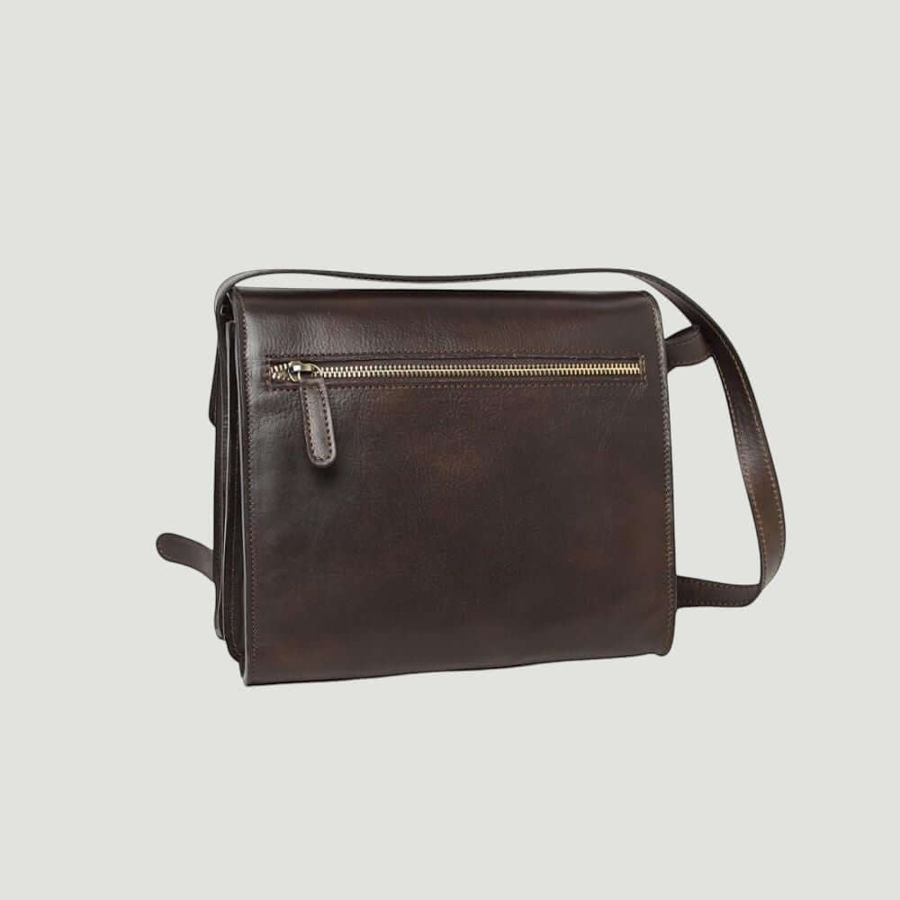 Borsa a tracolla testa di moro con zip superiore e tracolla laterale