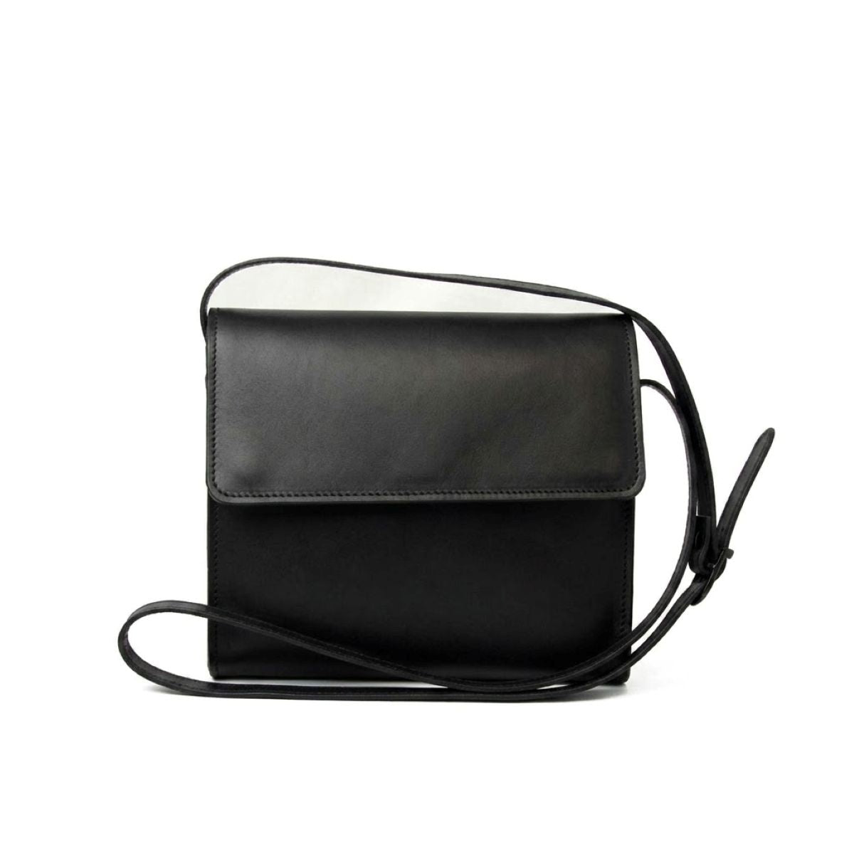 Borsa a tracolla in pelle di  vitello pieno fiore - Nero