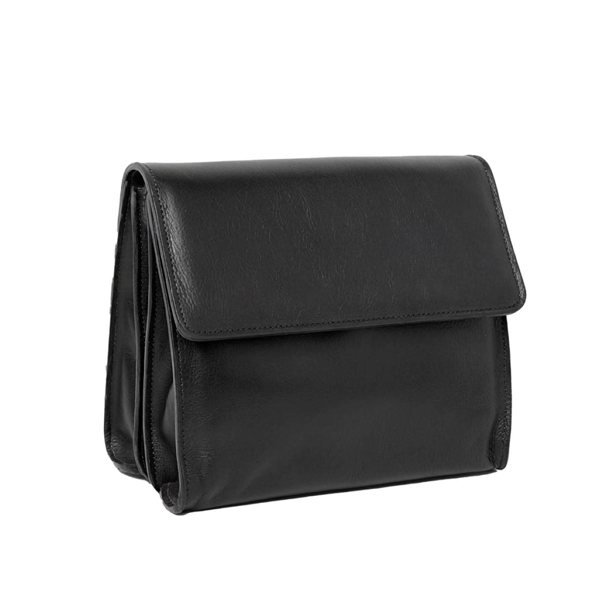 Borsa a tracolla in pelle di  vitello pieno fiore - Nero
