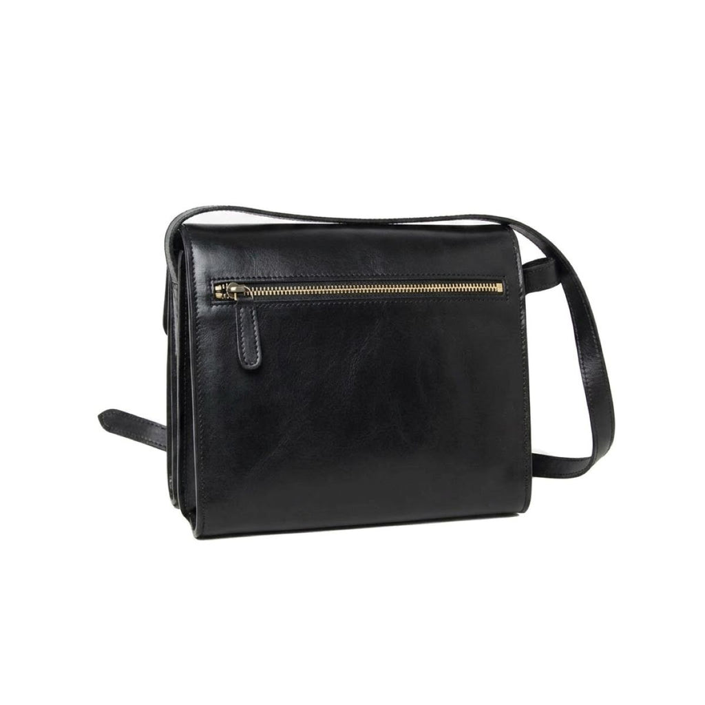 Borsa a tracolla in pelle di  vitello pieno fiore - Nero