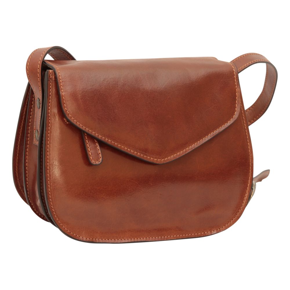 Borsa a Tracolla in Vitello Pieno Fiore Marrone - Old Angler