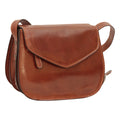 Borsa tracolla vitello marrone in pelle pieno fiore, elegante e funzionale con scomparti e tracolle regolabili.