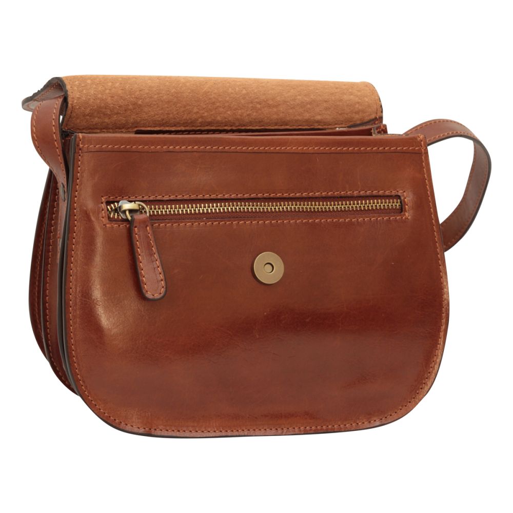 Borsa a Tracolla in Vitello Pieno Fiore Marrone - Old Angler