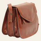 Borsa a tracolla di vitello pieno fiore - Marrone - Old Angler