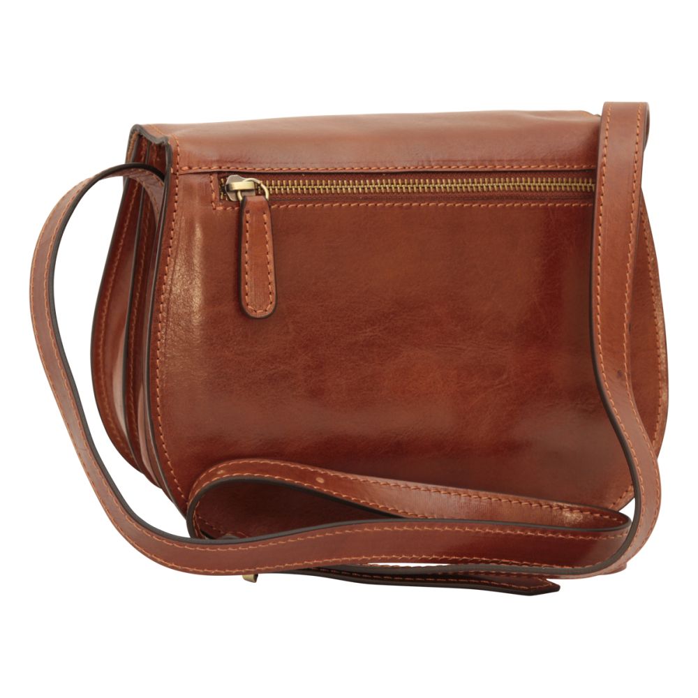 Borsa a Tracolla in Vitello Pieno Fiore Marrone - Old Angler
