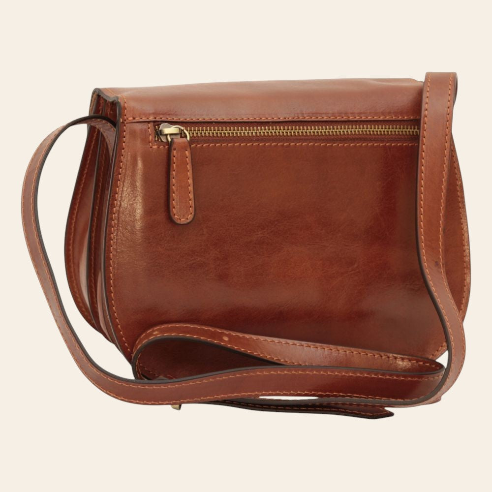 Borsa a tracolla di vitello pieno fiore - Marrone - Old Angler