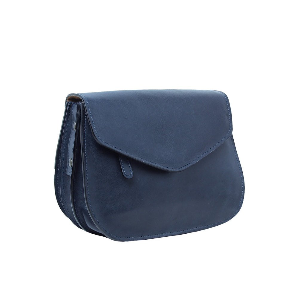 Borsa a tracolla di vitello pieno fiore-blu