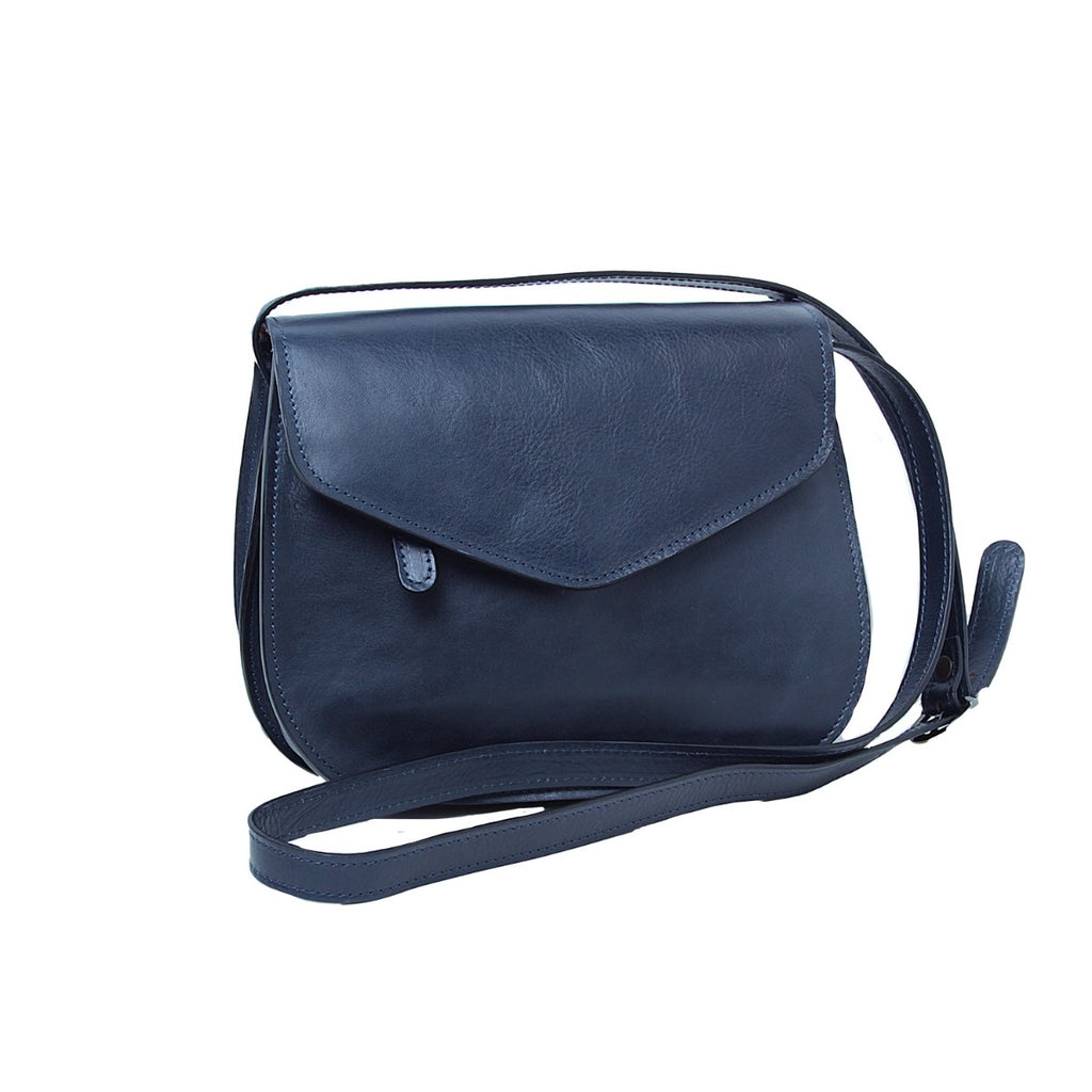 Borsa a tracolla di vitello pieno fiore-blu
