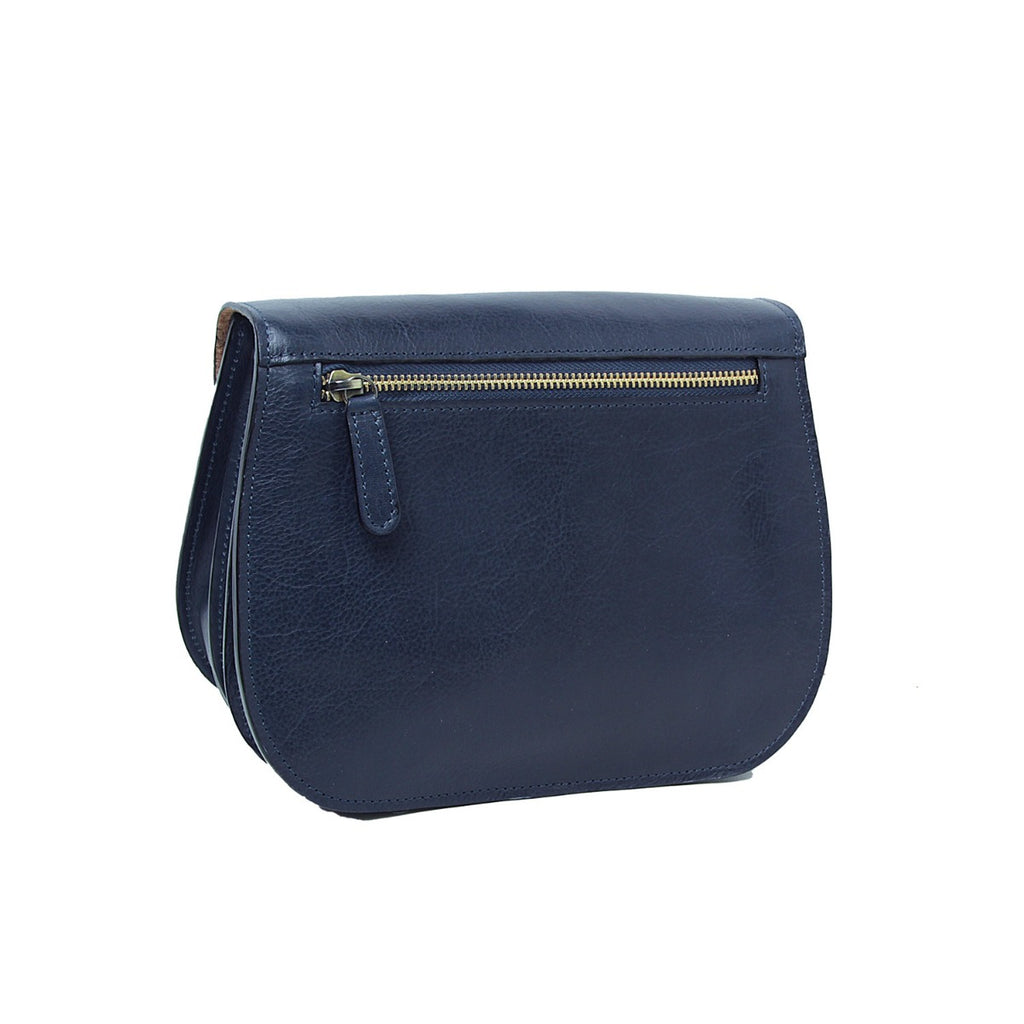 Borsa a tracolla di vitello pieno fiore-blu