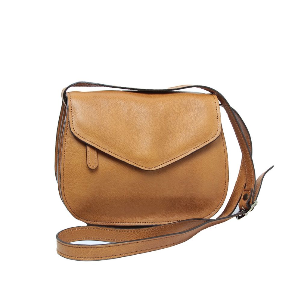 Borsa a Tracolla in Vitello Pieno Fiore Marrone Coloniale - Old Angler