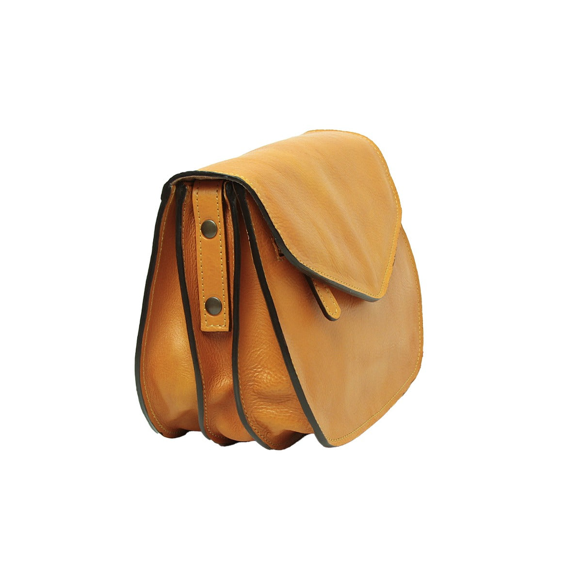 Borsa a tracolla di vitello pieno fiore-Ocra