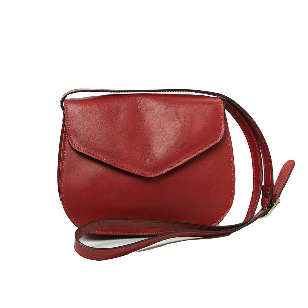 Borsa a tracolla di vitello pieno fiore-Rosso