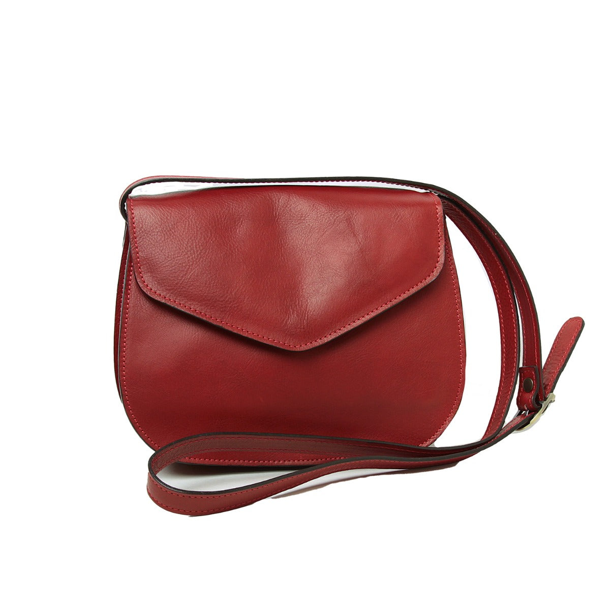 Borsa a tracolla di vitello pieno fiore-Rosso