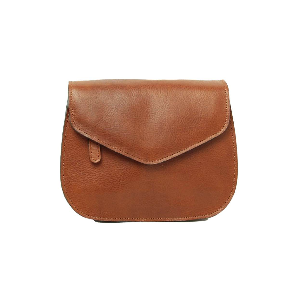 Borsa a tracolla di vitello pieno fiore-Teak