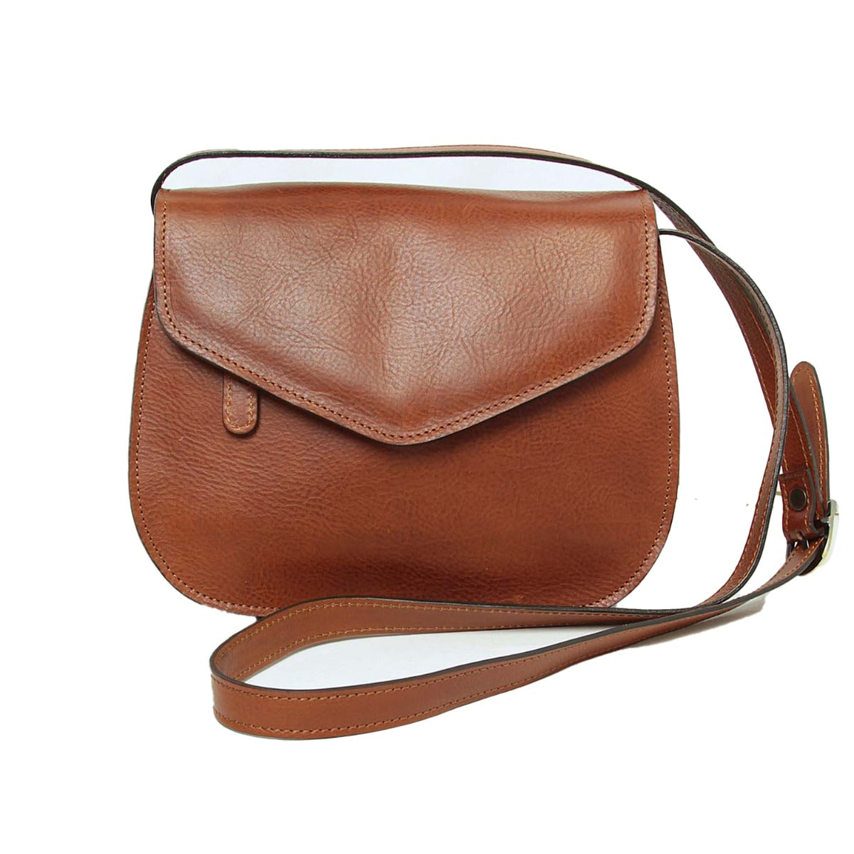 Borsa a tracolla di vitello pieno fiore-Teak
