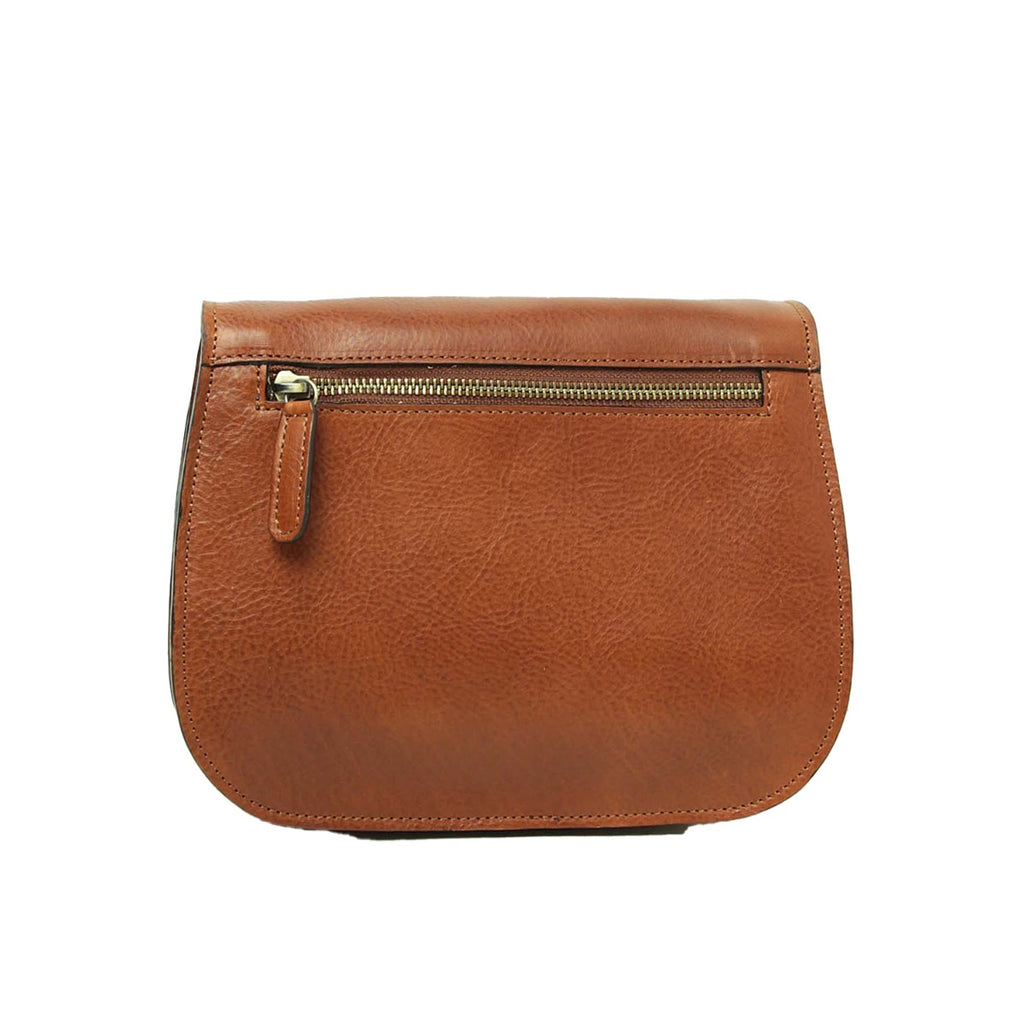 Borsa a tracolla di vitello pieno fiore-Teak