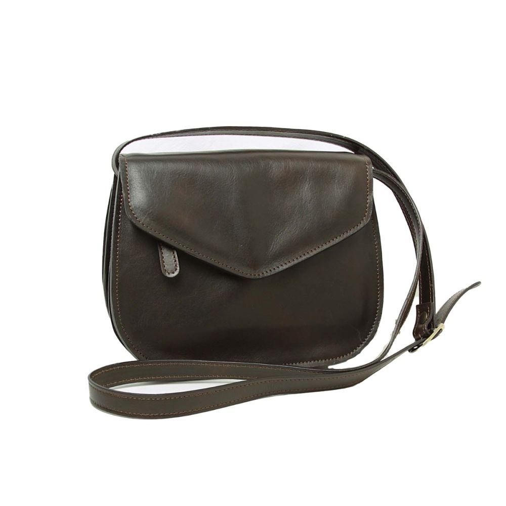 Borsa a Tracolla in Vitello Pieno Fiore Testa di Moro - Old Angler
