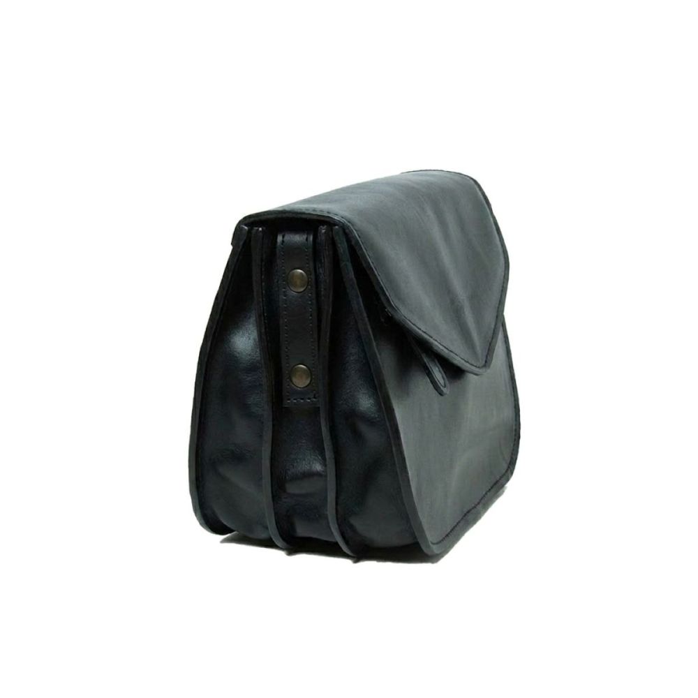 Borsa a Tracolla in Vitello Pieno Fiore Nera - Old Angler