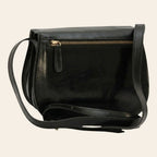 Borsa a tracolla nera Old Angler con zip dorata e tasca frontale