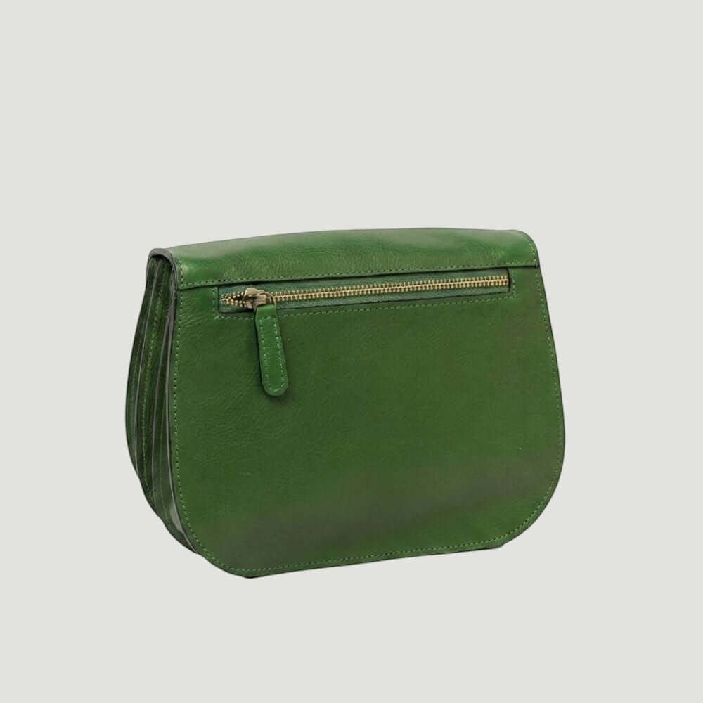 Borsa a tracolla verde in pelle con zip superiore