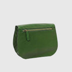 Borsa a tracolla verde in pelle con zip superiore