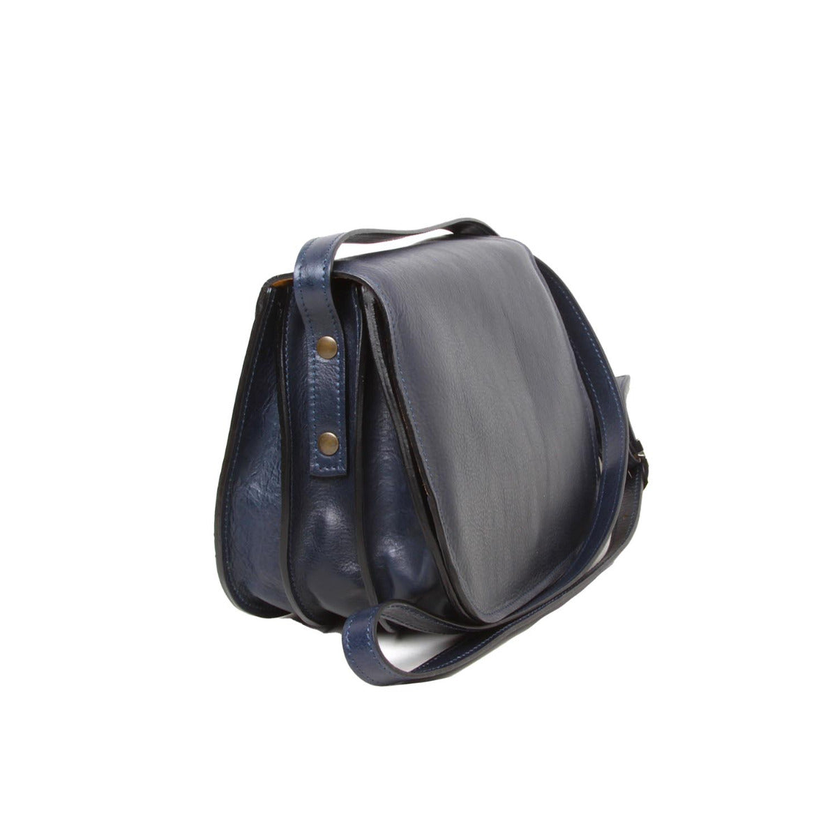 Borsa a tracolla da donna in pelle di vitello pieno fiore-Blu