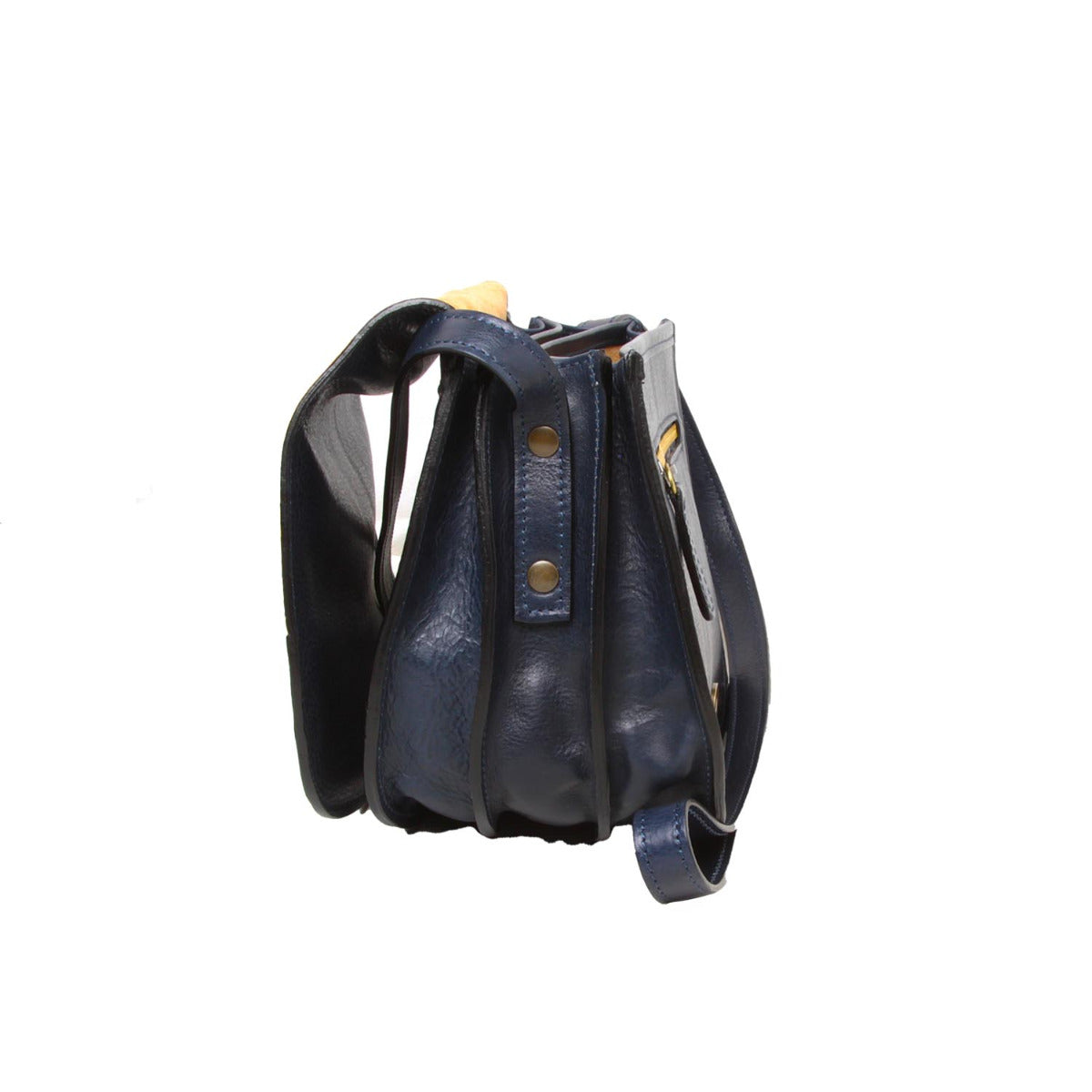 Borsa a tracolla da donna in pelle di vitello pieno fiore-Blu